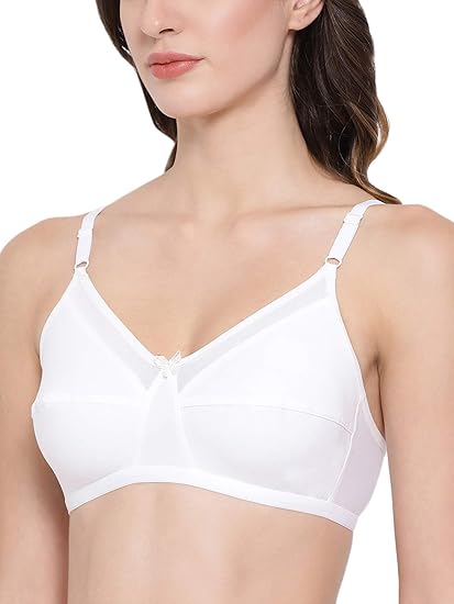 Clovia Cotton Solid Non-Padded Full-Cup Everyday Bra – Wire-Free, White